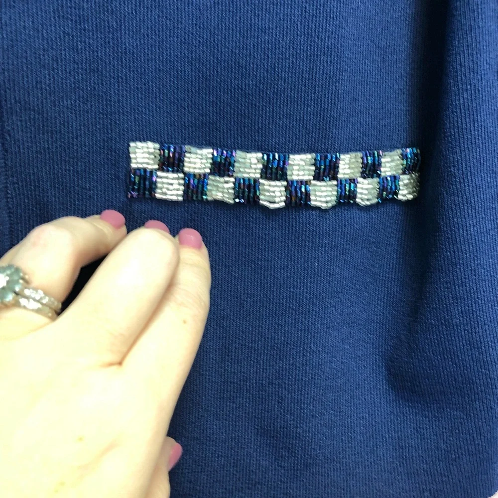 PIANO zip up sweater with sequin faux pockets and collar sparkling charm… - Picture 4 of 12